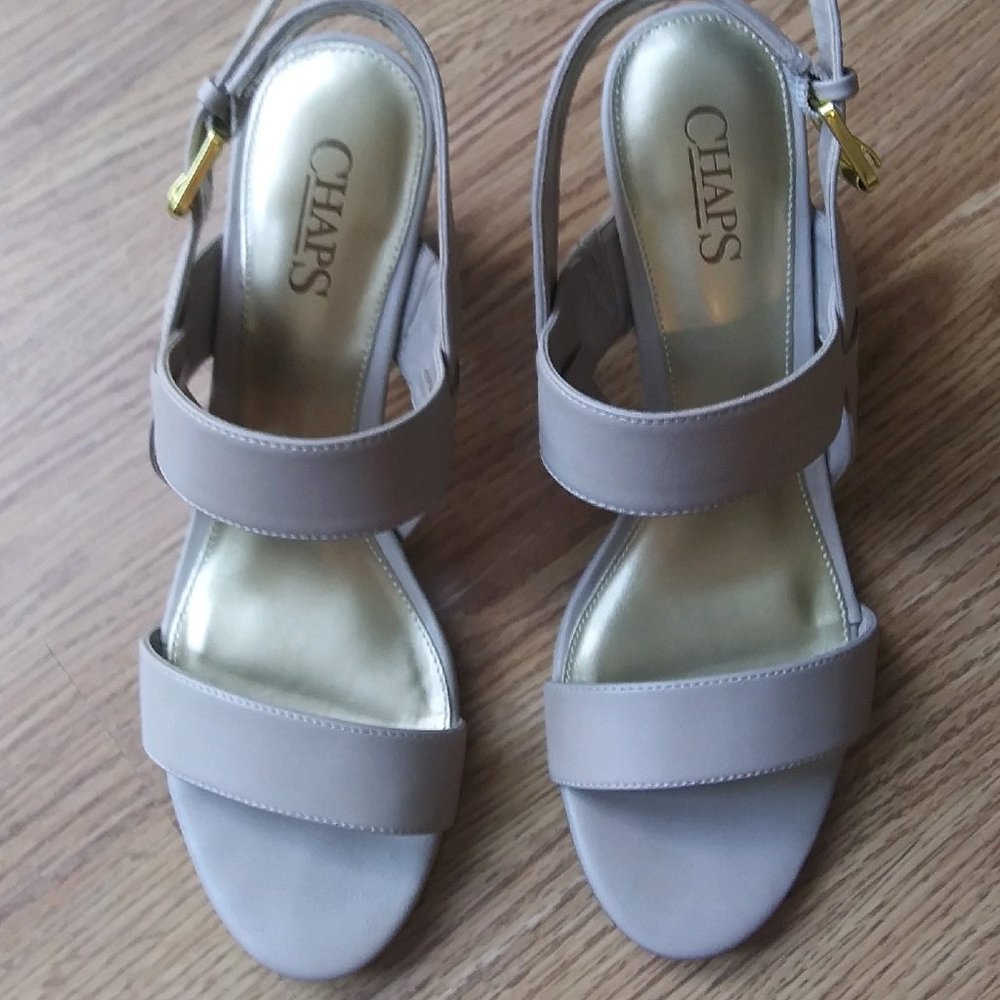 Chaps Leola Sandals Women's Size 8.5B Nude/Tan Strappy High Heels